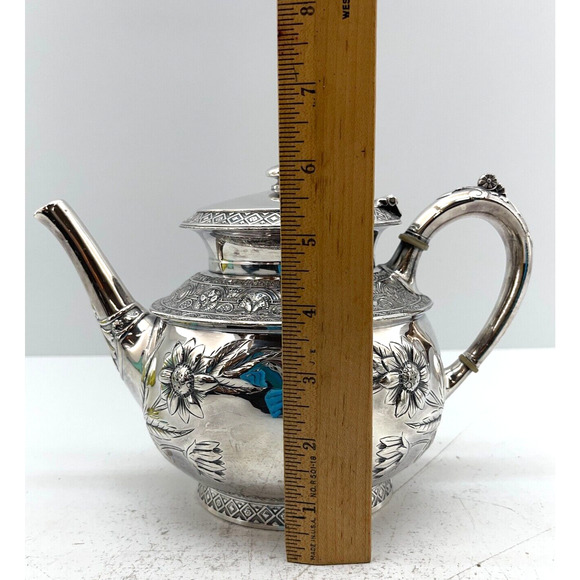 Middletown Plate Co. QuadruplePlate 1041 Hard White Metal #5 Teapot Kettle Vtg - Picture 11 of 12